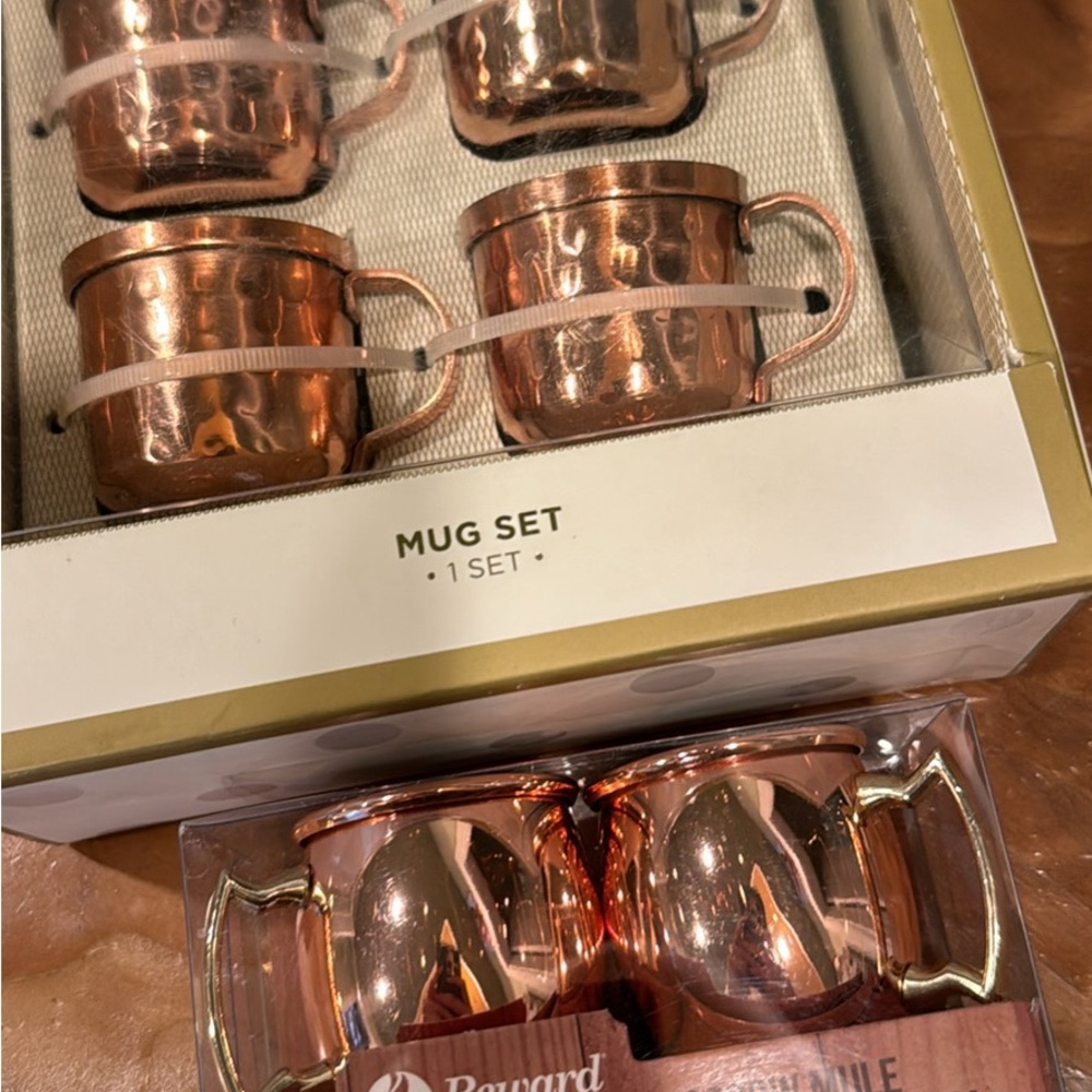 Copper mug shotglasses 6 Moscow mule shotglasses